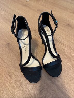 Jessica Simpson Black Ankle-Strap Stiletto Sandals